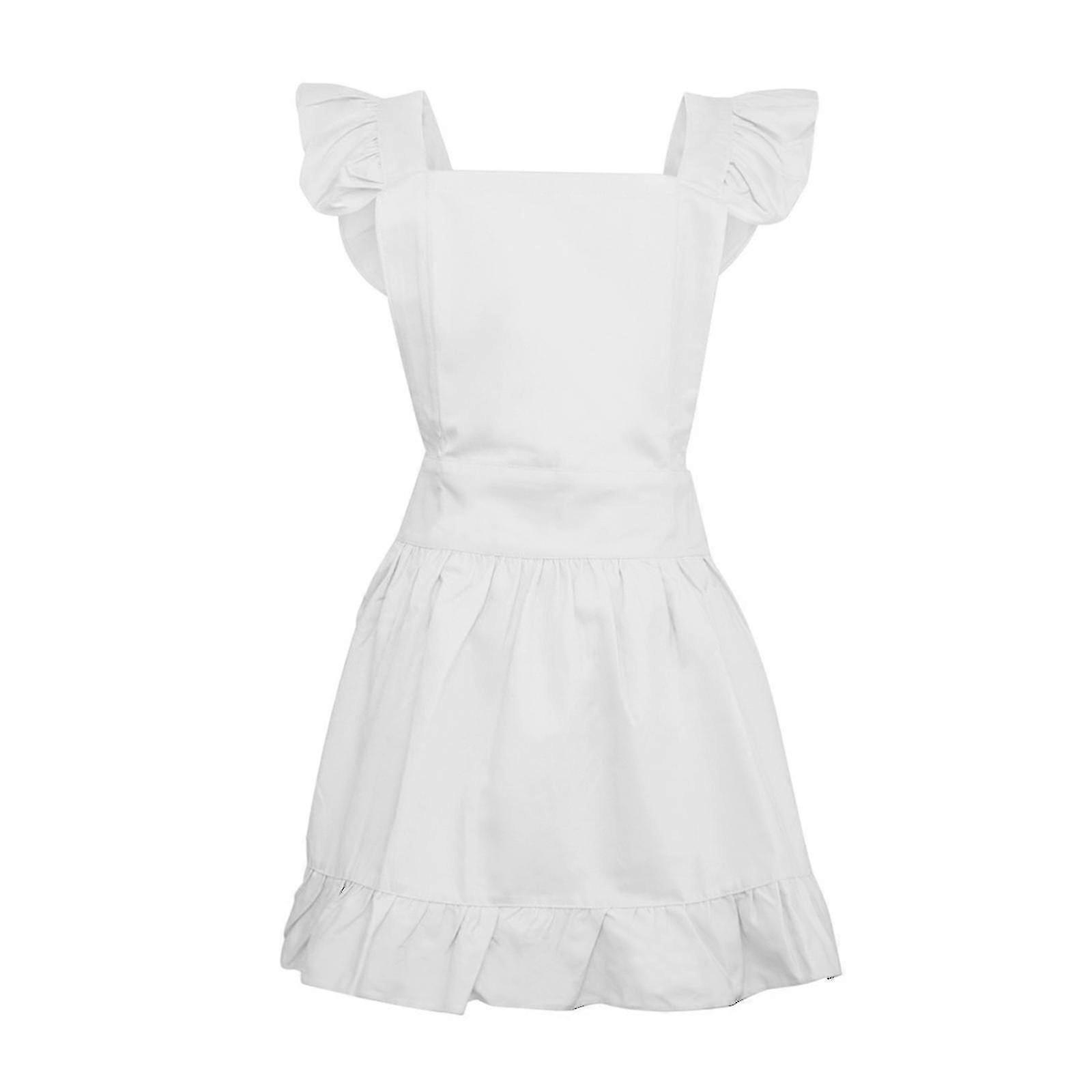 Cotton Ruffle Apron With Pockets