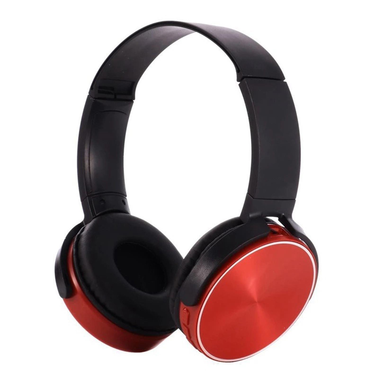 Universal Wired Headset 3.5mm Jack Stereo Head Mounted On-ear Bluetooth-compatible Red