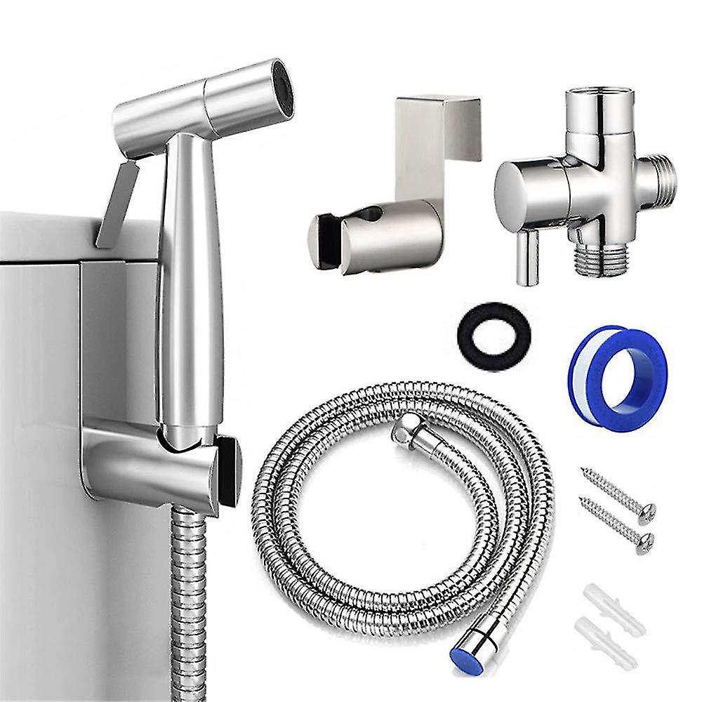 Toilet Sprayer And Stainless Steel Toilet Sprayer - Sprayer Kit - Easy To Install With 1.5m Loaded Shower Hose And Hook,