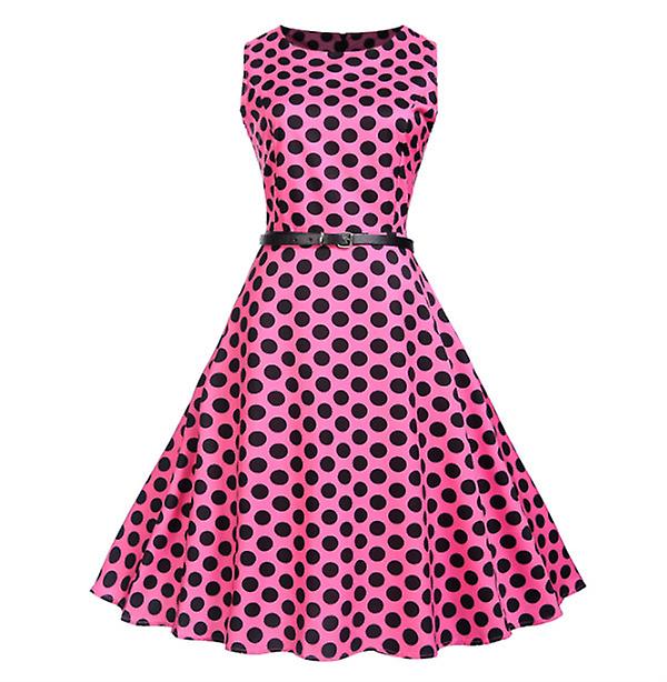 Spring And Summer Fashion Outlet Women's Retro Hepburn Style Waist-length Skirt Dress With Belt