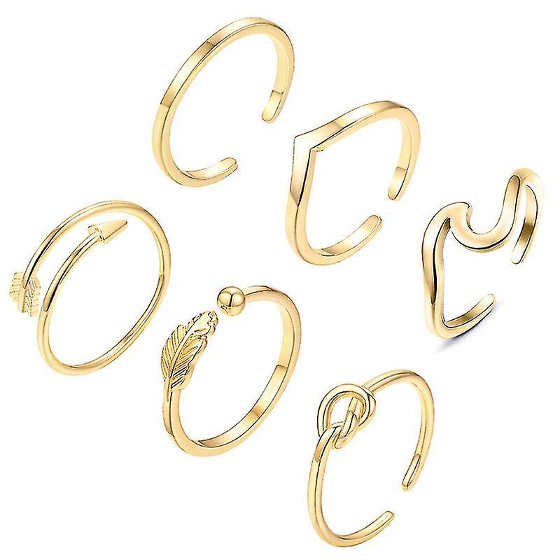 6pcs Simple Knuckle Ring Set Finger Ring Réglable Set Bijoux