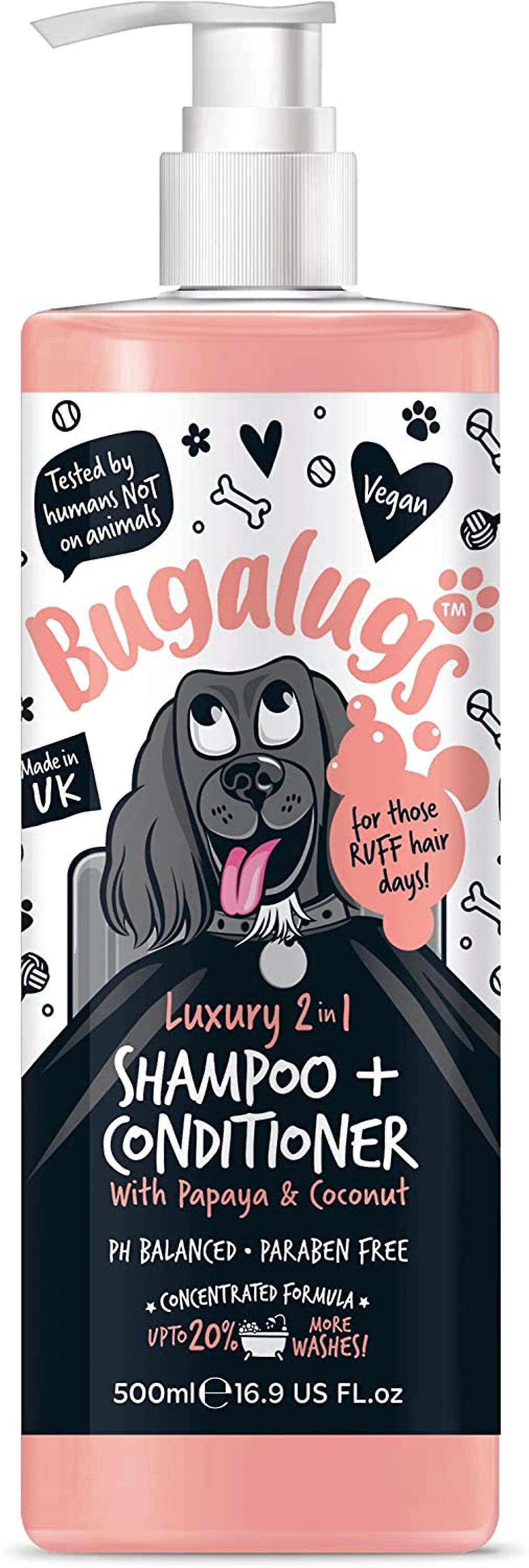 Bugalugs 2 in 1 Papaya & Coconut Shampoo 1l For Dogs