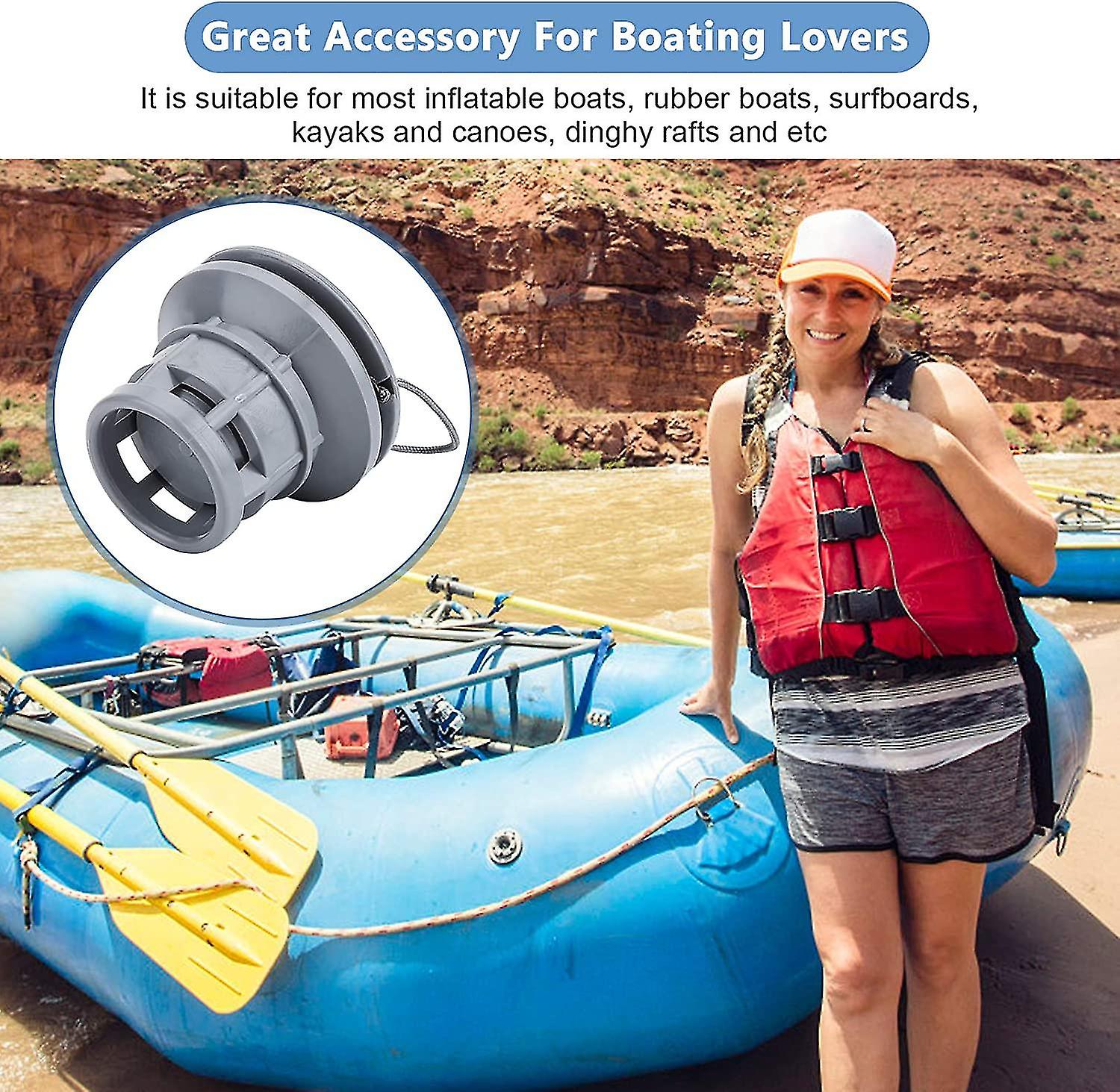 2PCS Inflatable Boat Air Valve Cap Plugs Kit, Replacement Parts For Kayak Canoe Raft