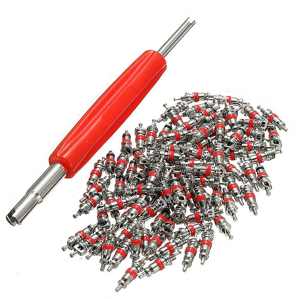 100pcs Car Truck Replacement Tire Tyre Valve Stem Core Part With Wrench