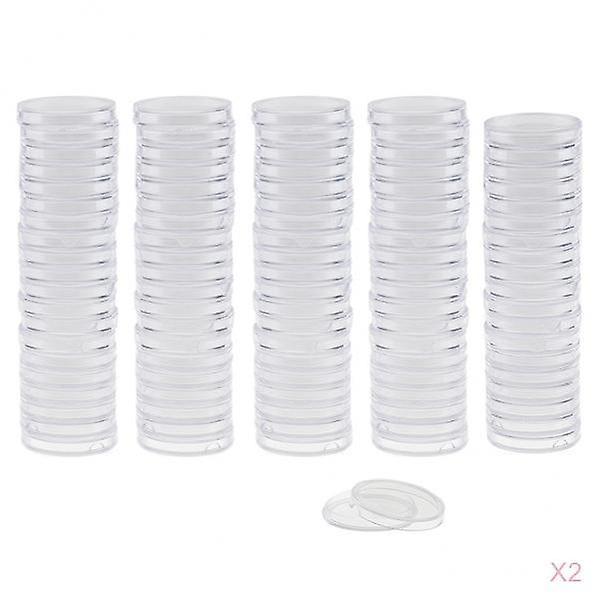 200pcs Clear Round Plastic Coin Capsules Container Storage Holder Case 28mm