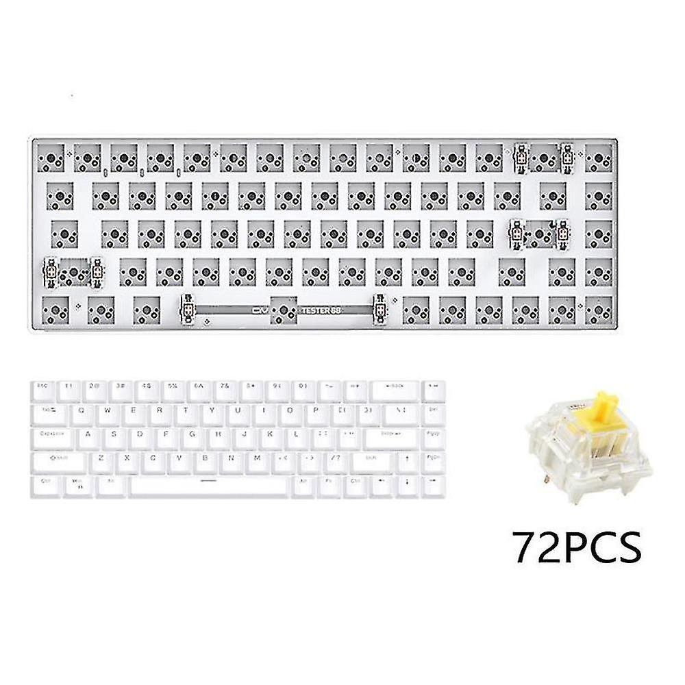Tester68 Customized Mechanical Keyboard+yellow Axis+keycap Kit White