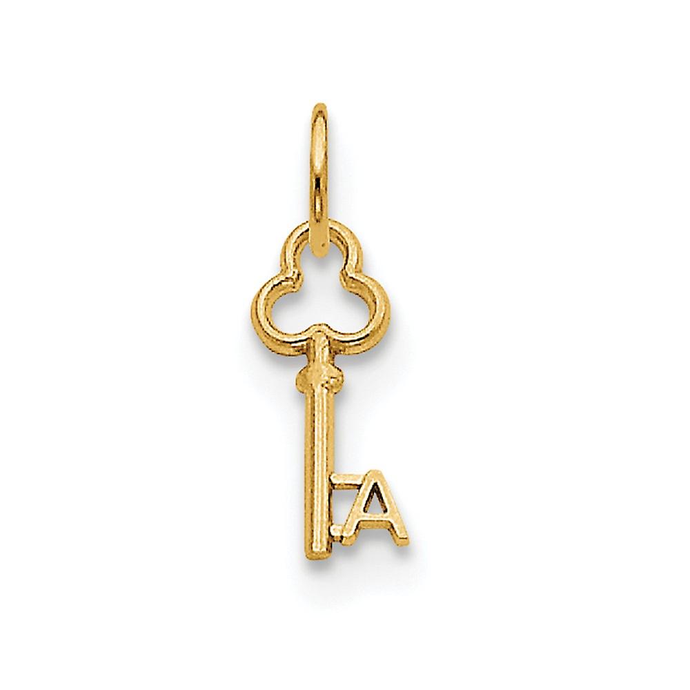 Or jaune 14 carats poli massif Une clé breloque 15,53 x 6,88 mm de large collier pendentif pour femmes - .3 grammes