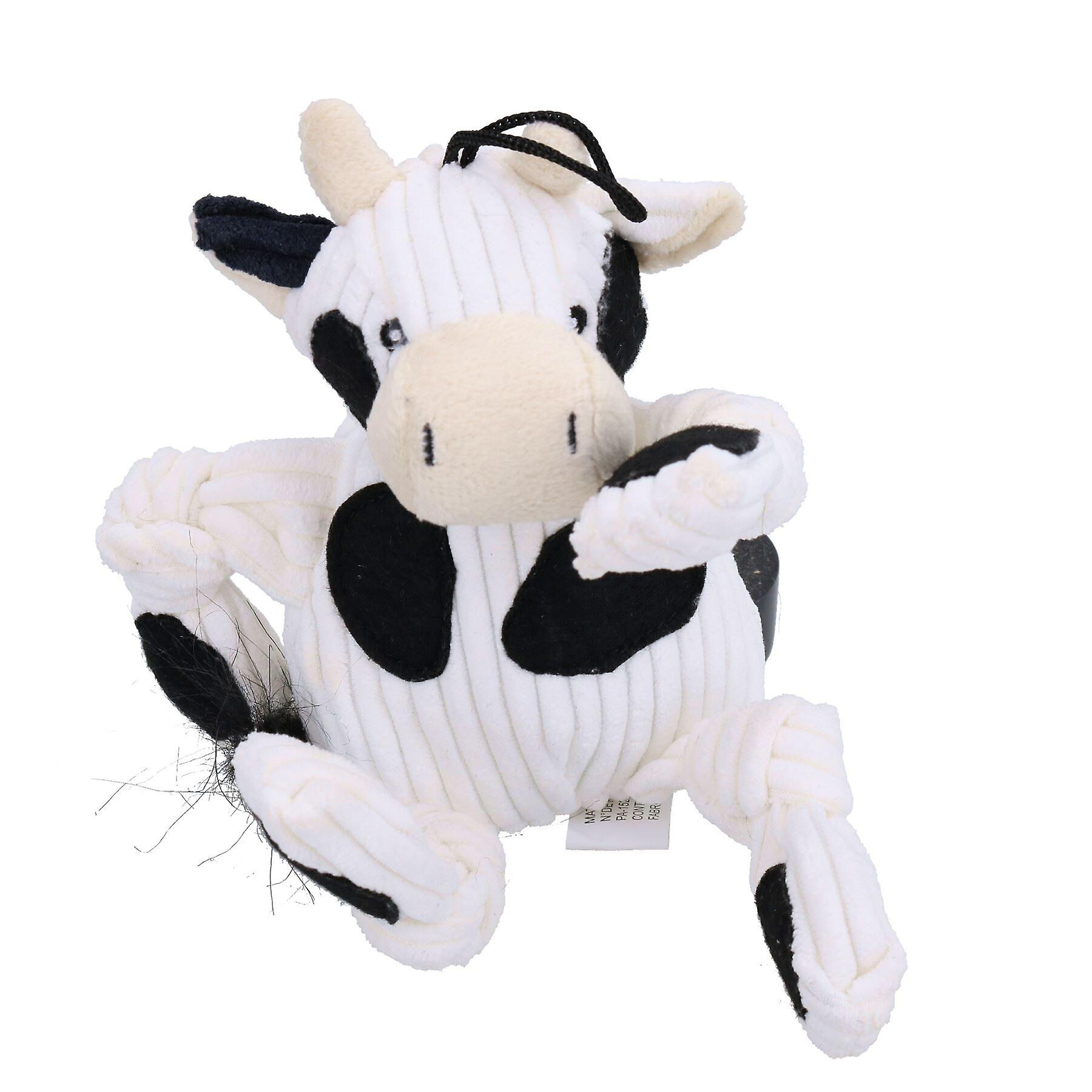 Small Cow Knottie Plush Durable Multi Squeaky Dog Puppy Toy 7x12x18cm