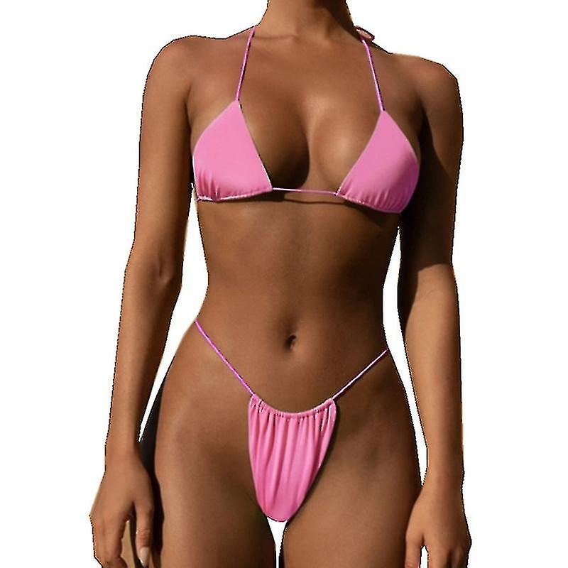 Kvinnor Två Delar Baddräkt Badkläder Halter String Triangel Bikini Set Sml