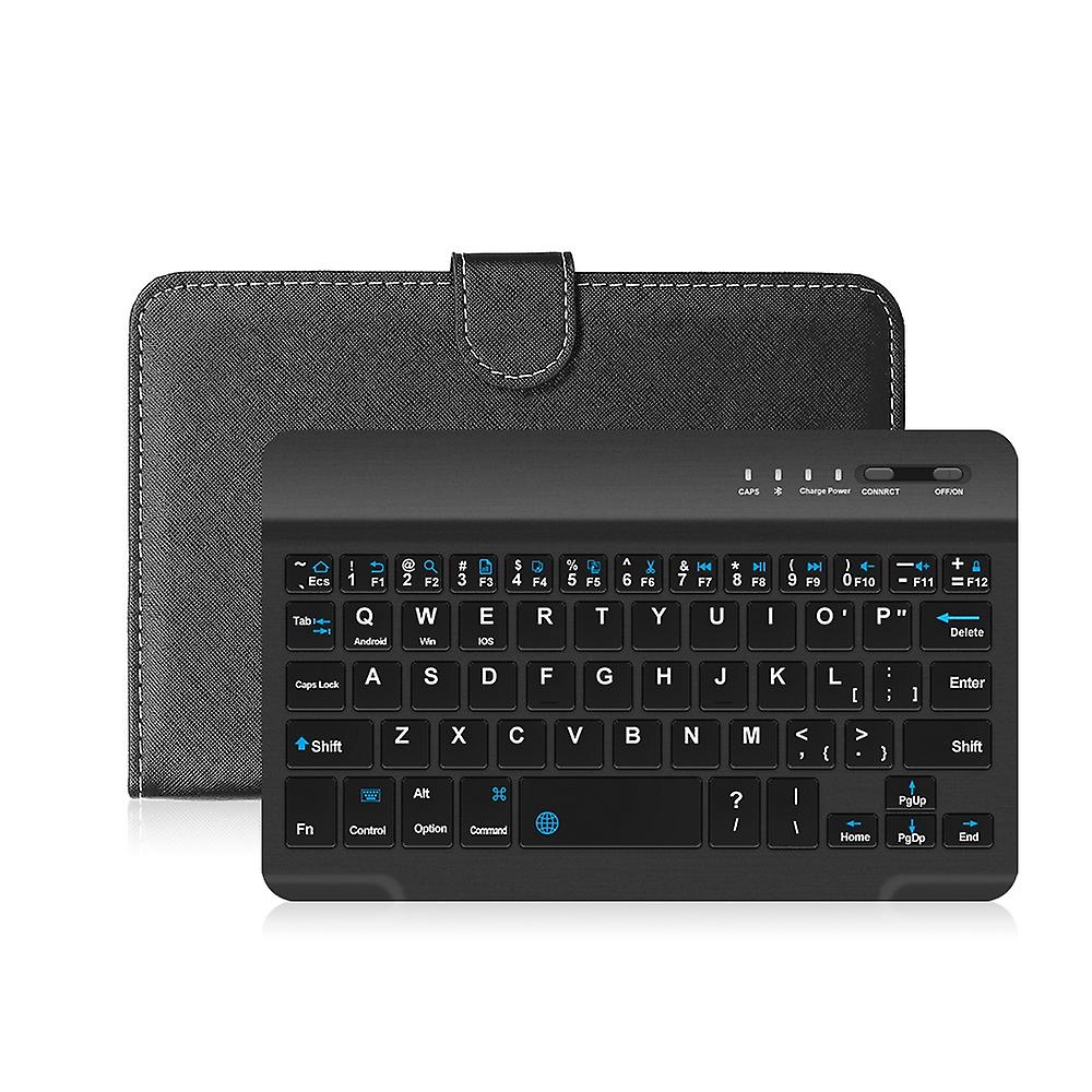 Portable PU Leather BT Wireless Keyboard with Protective Case Cover For 4.5-6.8inch Mobile Phones Bl