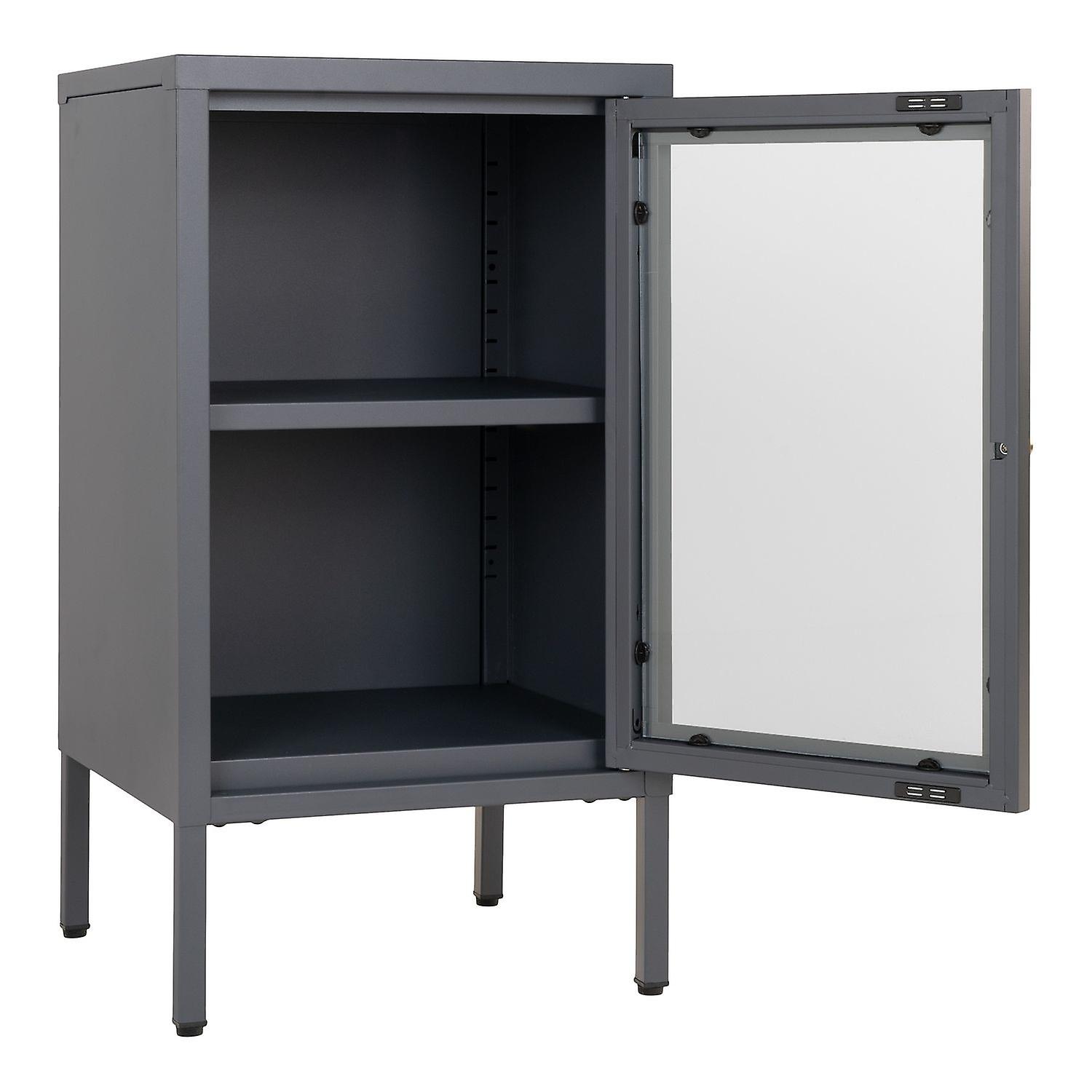 Gray wardrobe with glass door
