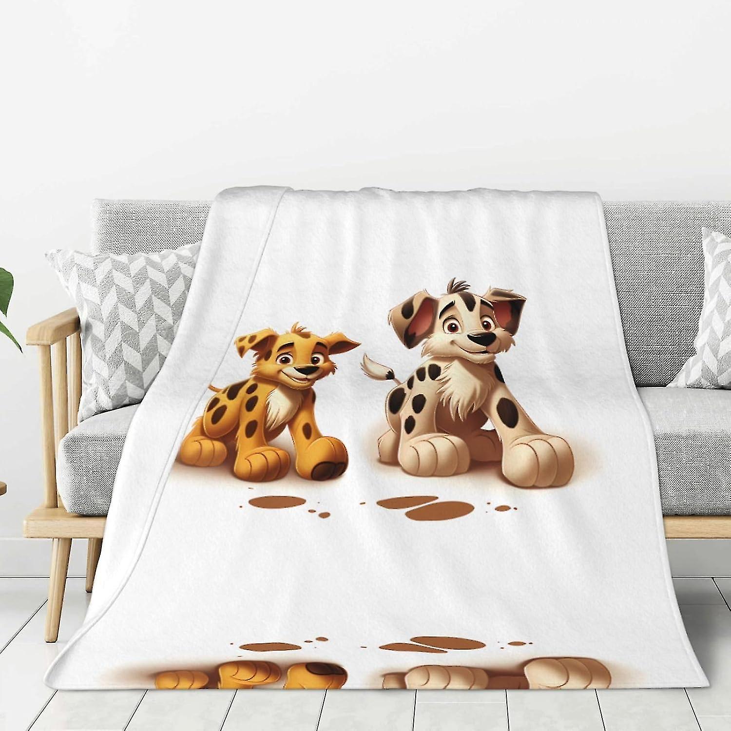 Cartoon Pawprints Pattern Thicken Flannel Blanket 50"x40" : Lightweight, Warm And Durable, Super Soft