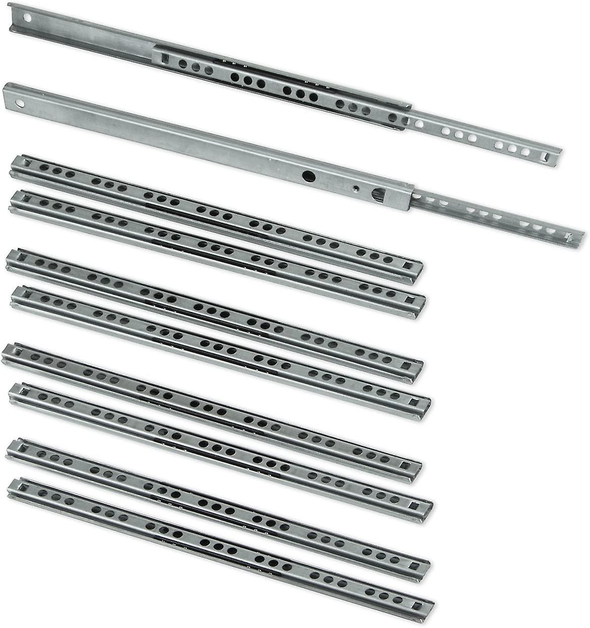 Pack of 5 Pairs (10 Pieces) Slides/Ball Slides Extract Part 17mm x 278mm for Drawer, Zinc Plated