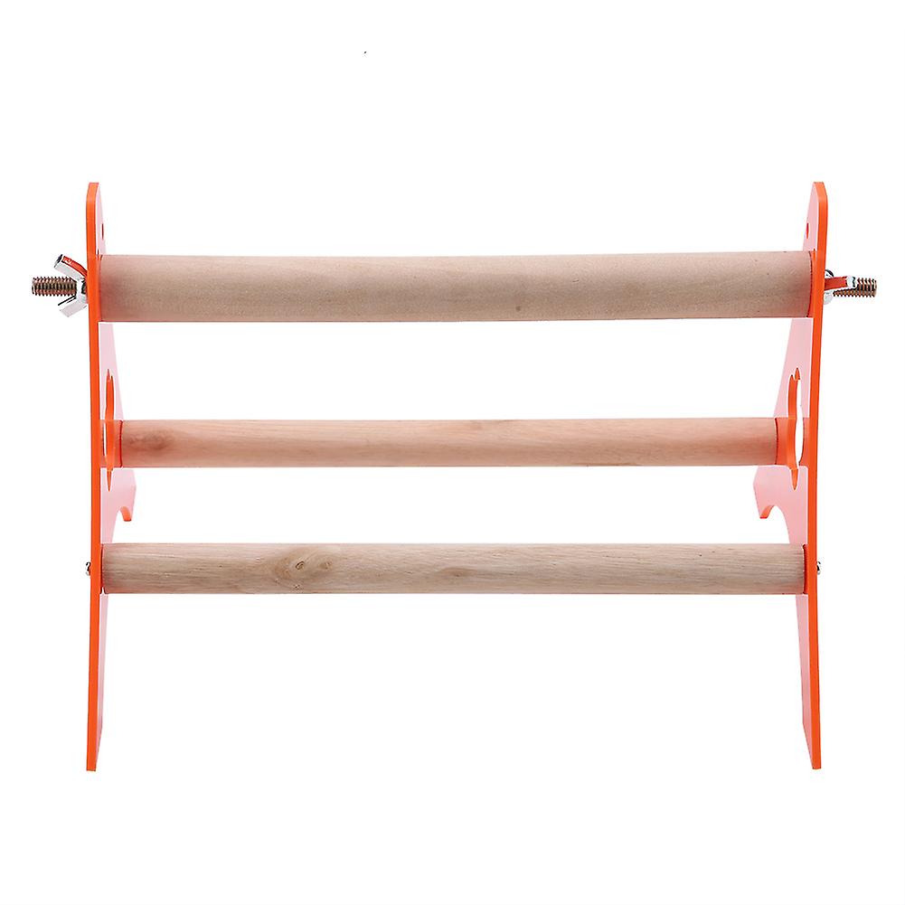 Orange Wooden Tripod Stand, Portable Tabletop Toy for Large Parrot