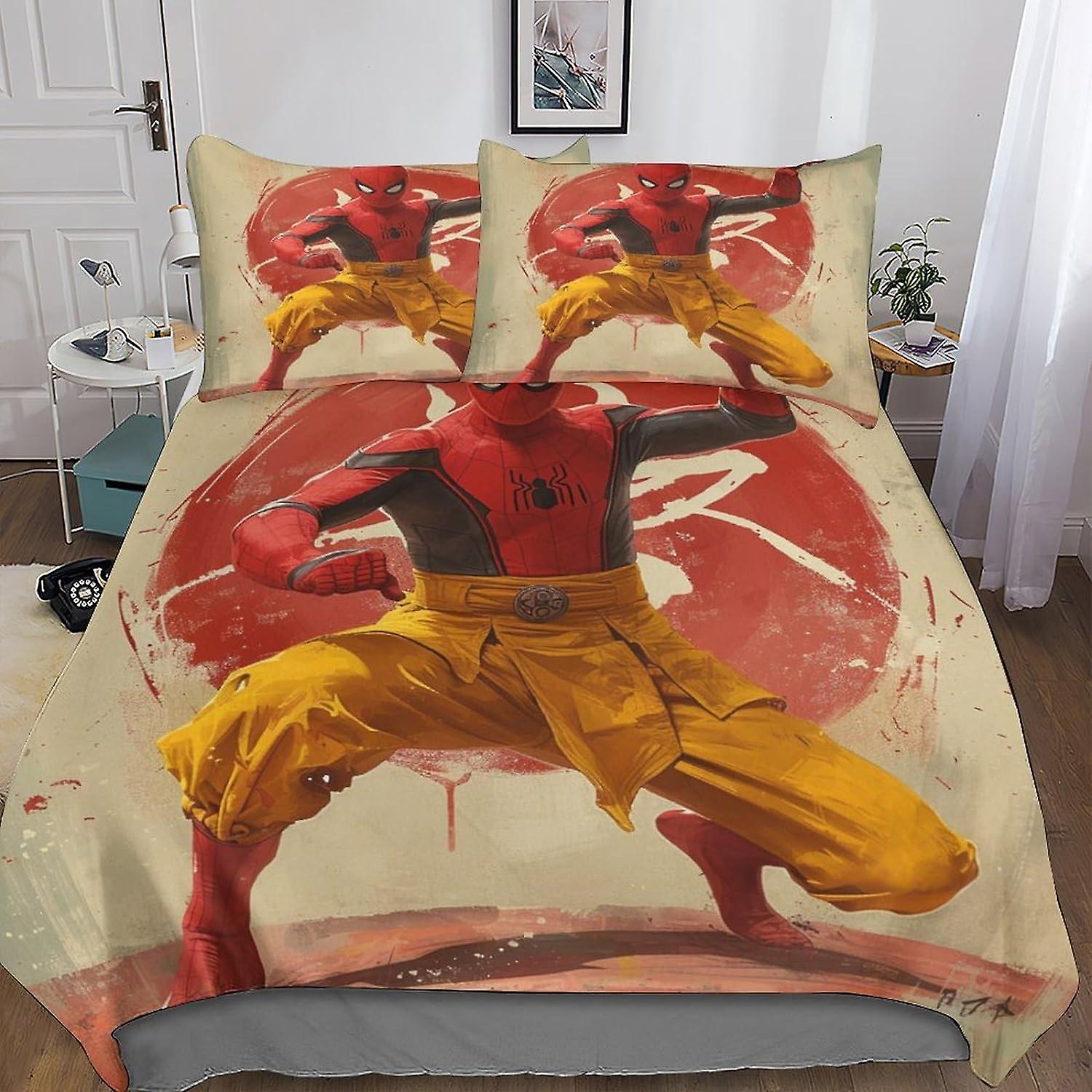 DSJackson Spider-Man 3D Print Quilt Cover 3PCs Movies Film Duvet Cover Bedding Set with Microfiber Hidden Zipper Closure with Pillowcases for Kids Boy