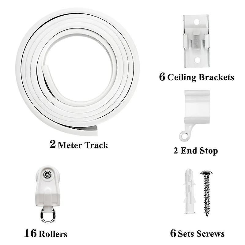 2/3/5/6 מטר מסלול וילון גמיש ושקט לחדרי שינה מרפסות חדרי אמבטיה מחיצת חדר וילון גמישה