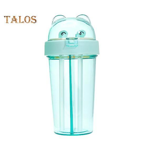 Straw Cup Dustproof Lid Drinking Convenient to Carry Sturdy Double Straws Drinking Bottle School Accessory