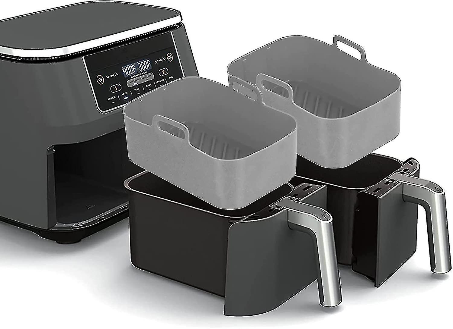 Pentola in silicone 2pcs per Ninjas doppia friggitrice ad aria, friggitrice ad aria in silicone doppia friggitrice ad aria Cestello friggitrice ad ...