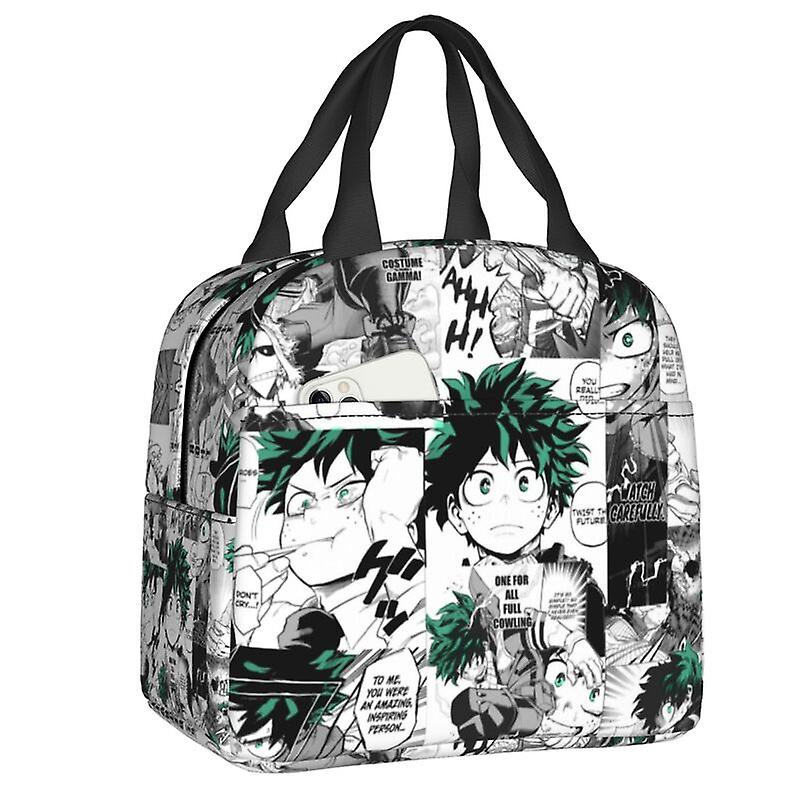 My Hero Academia صناديق غداء محمولة للنساء مانيمي مانجا مانجا برودة طعام حراري معزول حقيبة غداء أطفال المدارس