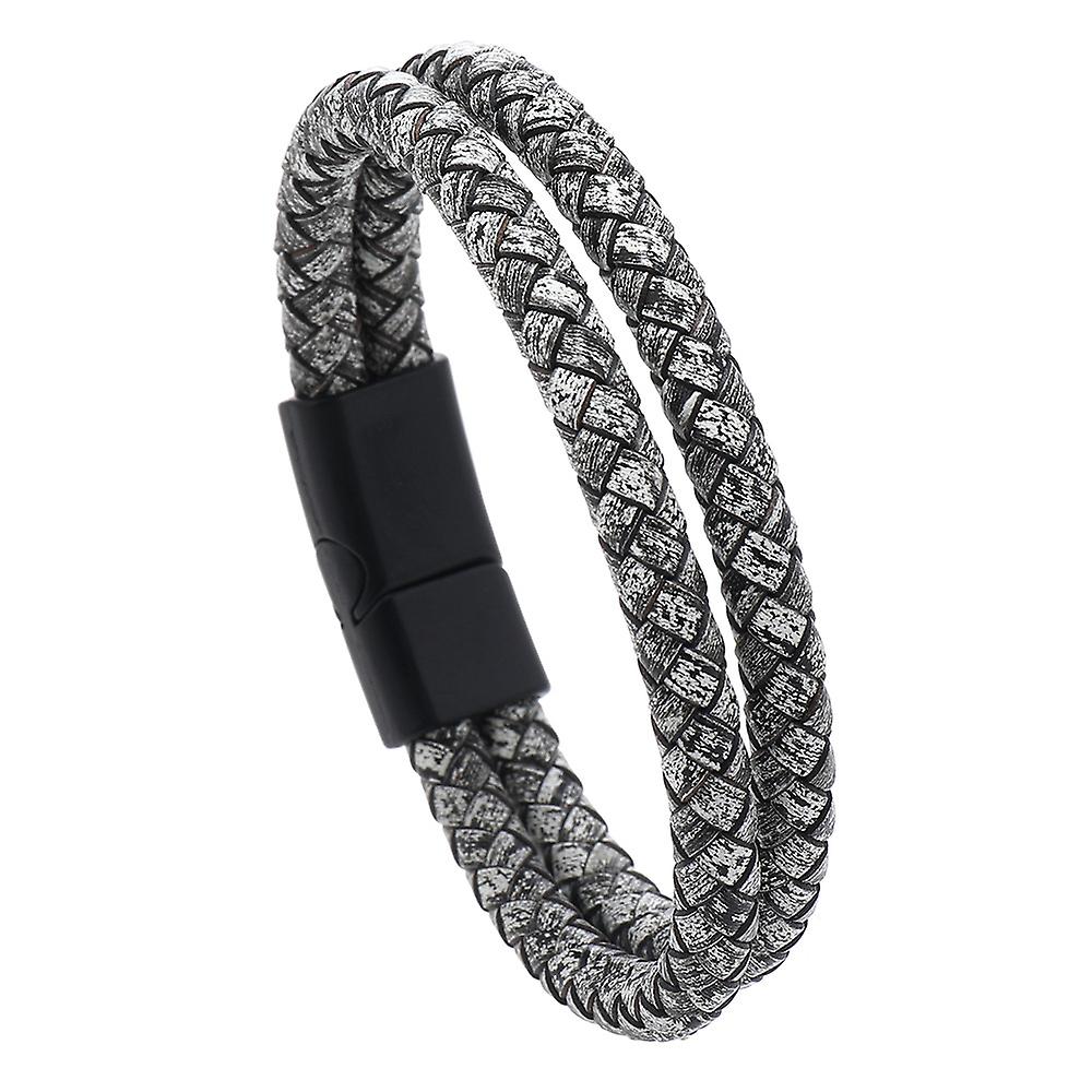 אופנתי קלוע חבל ארוג עור רב שכבתי צמידים גברים פאנק נירוסטה צמיד עבור חבר קסם תכשיטים מתנות