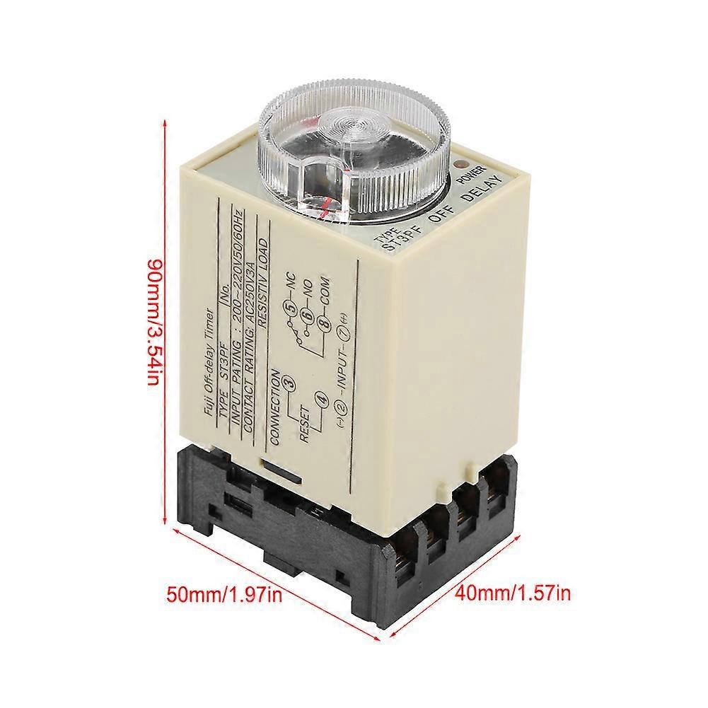0-30s Power Off Delay Timer Relay Knob Control Time Relay with Base AC 220V ST3PF