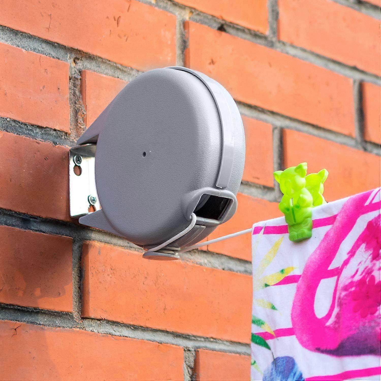 Long, 12m retractable clothes line for clothes, very sturdy and durable clothes drying rack, automatic retractable mechanism, easy installation on wal