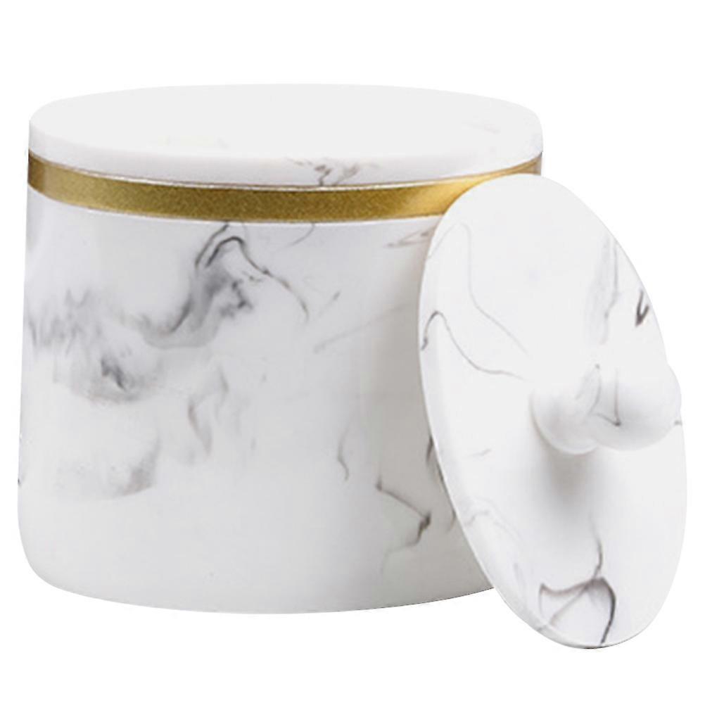 1 Pc Marble Pattern Cotton Swab Storage Box Toothpick Storage Box with Lid