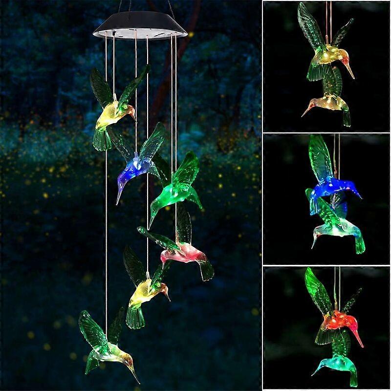 Wind chimes, solar wind chimes hummingbird outdoor/indoor outdoor decor, garden decorations, commemorative wind chimes, best gifts for mum