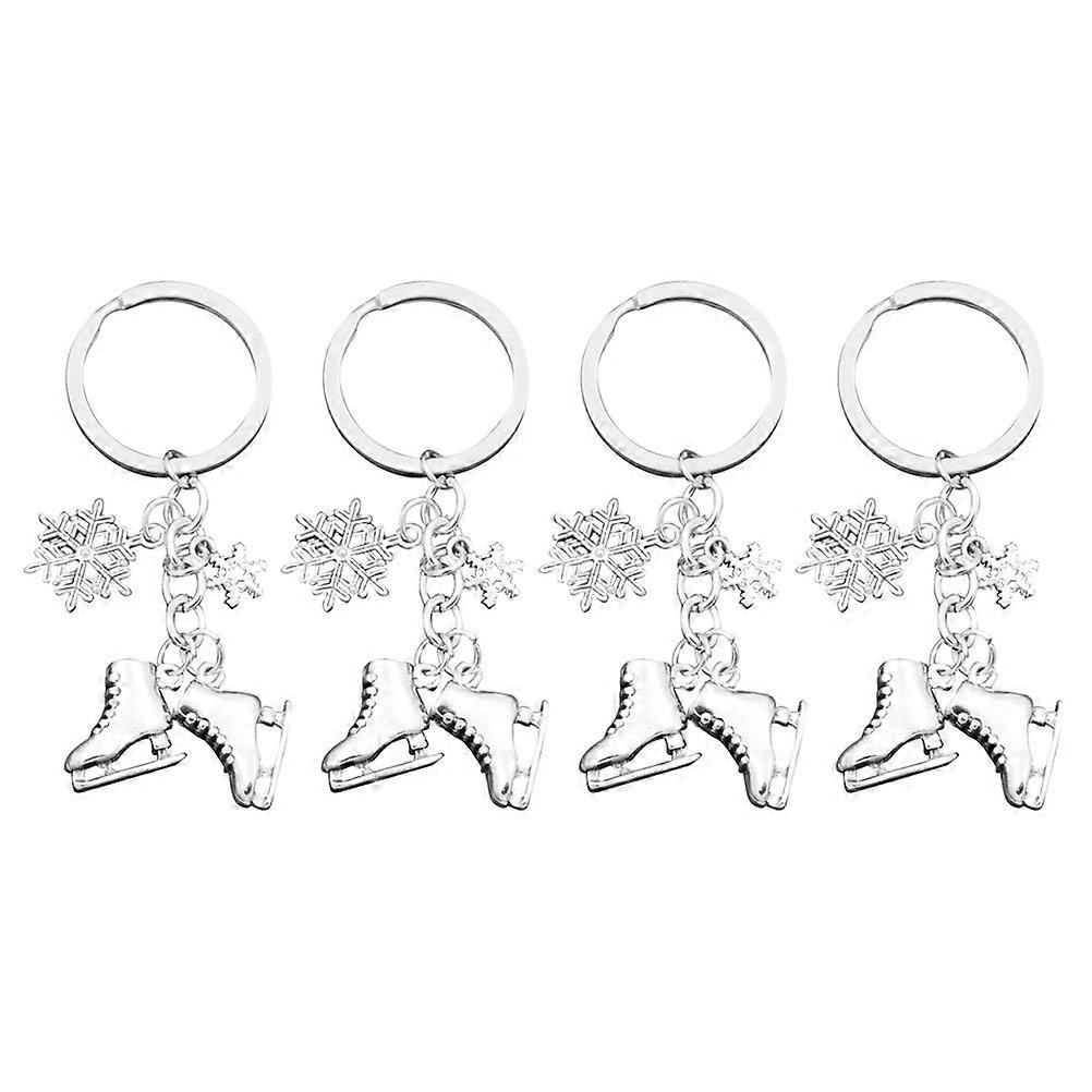 4 Pcs Car Key Fob Keychain 2022 Skating Keychain Skating Gift Snowflake Keyrings