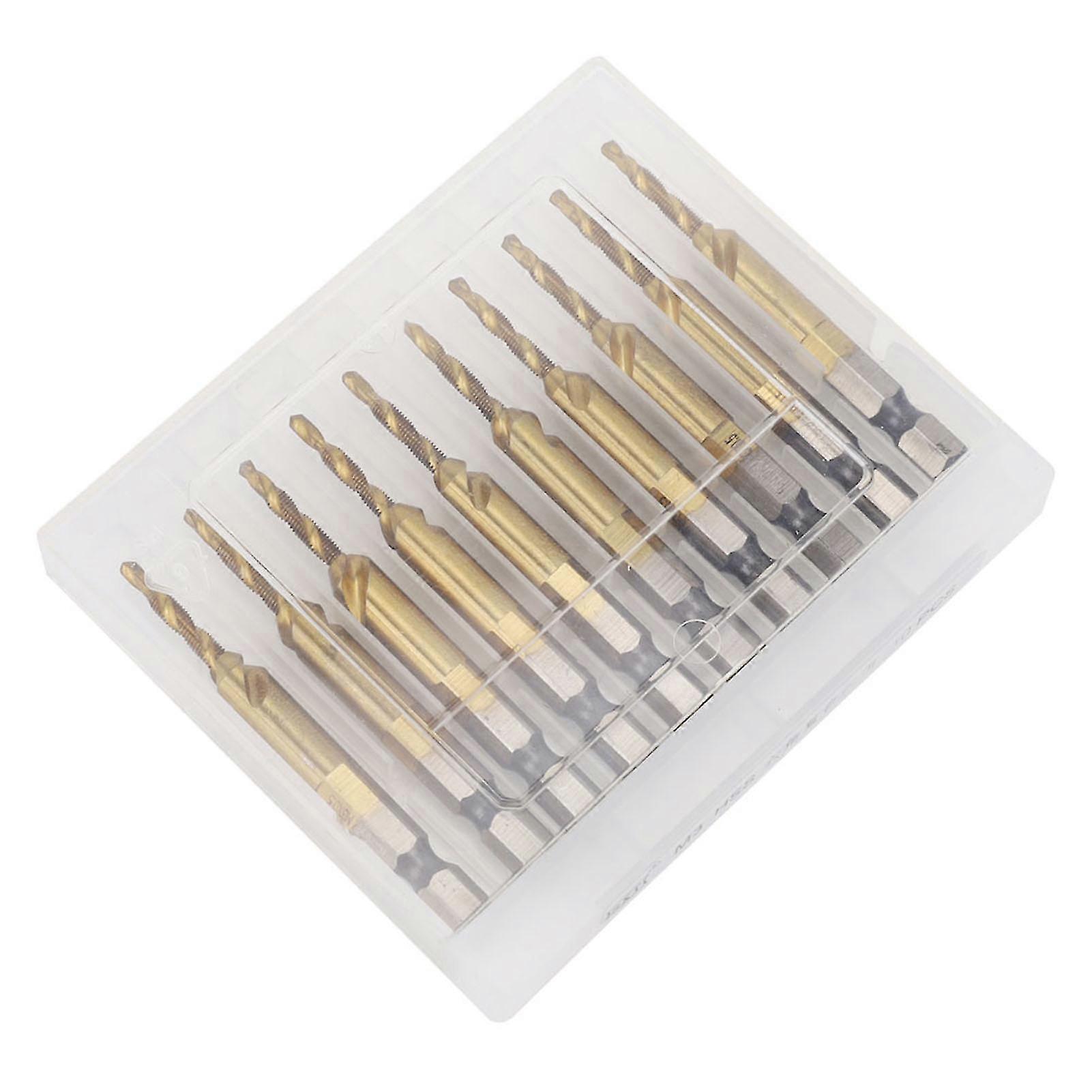 10pcs Hex Shank Drill Bit Metric Screw Thread Tap Titanium Coating HSS Tapping ToolM3-2.5