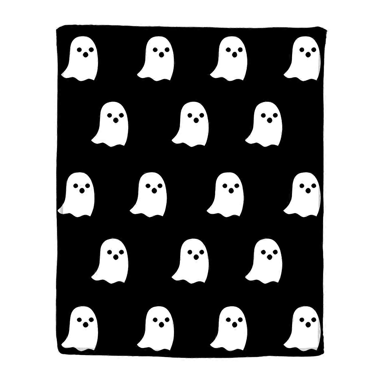 Halloween Cartoon Ghost Flannel Blanket Double-sided Rectangle Machine Washable Soft Cozy Sofa Bed