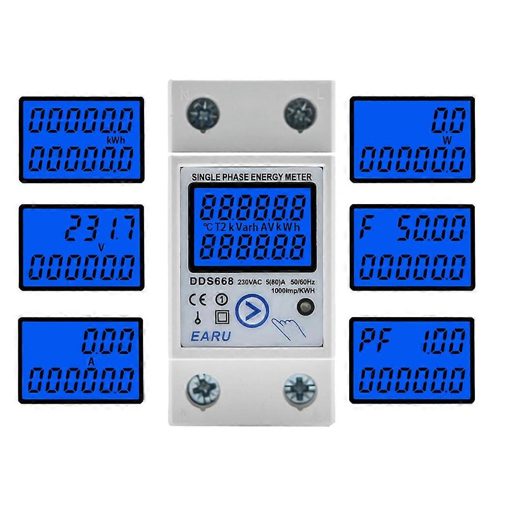 Din Rail Digital Single Phase Reset Zero Energy Meter kWh Voltage Current Power Consumption Meter Wattmeter Electricity 220V AC