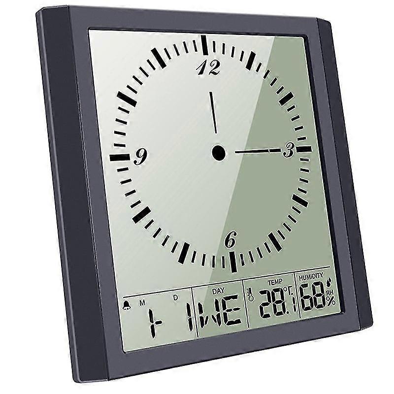 Digital Wall Clock, Alarm Clocks Large LCD Screen with Time/Calendar/Temperature Display