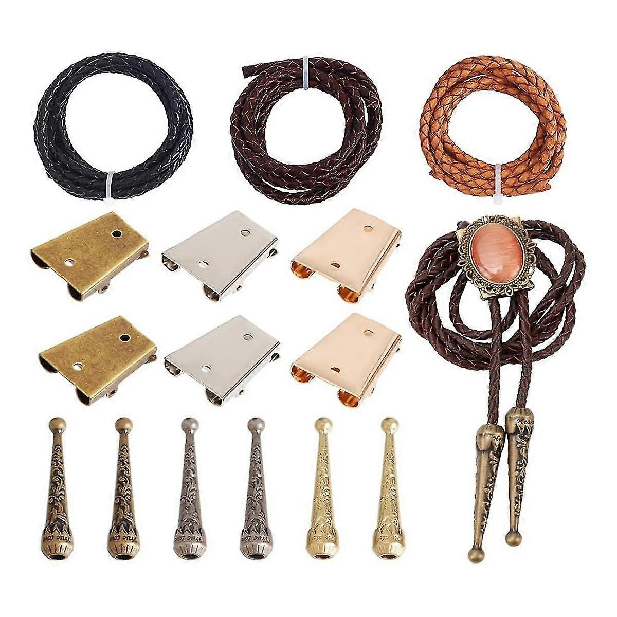 Tie Making Kit, Tie Udskiftning End Cap Kit med 6 legering Wire ender 6 jern binde slide spænder, Suitabl