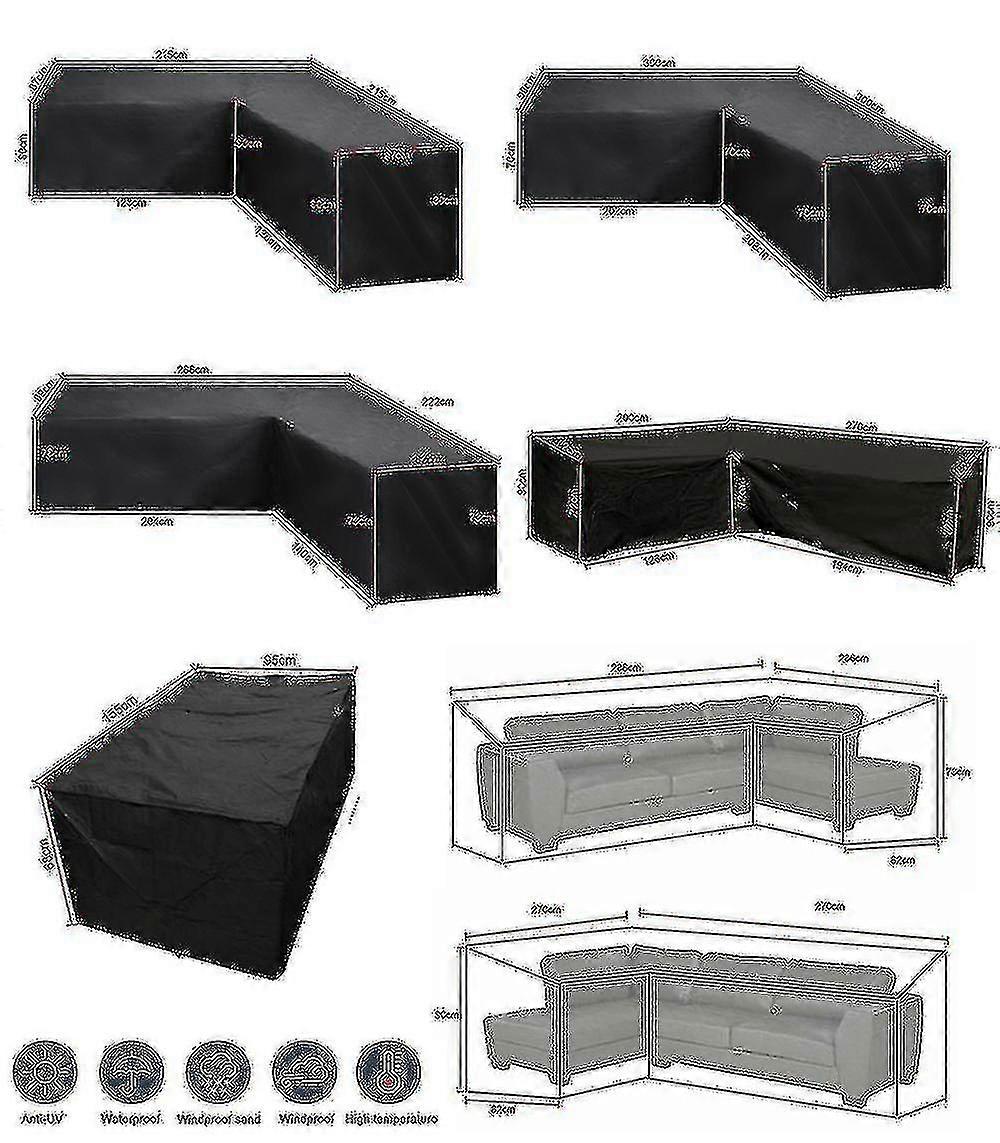 12 Mărimea L Formă Huse universale Impermeabil Rattan Colț Mobilier Capac Grădină Patio Canapea în aer liber Protector Anti-praf În stoc