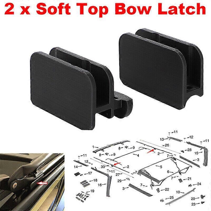 2PCS Soft Top Front Side-Bow Latch For Jeep Sunrider Black