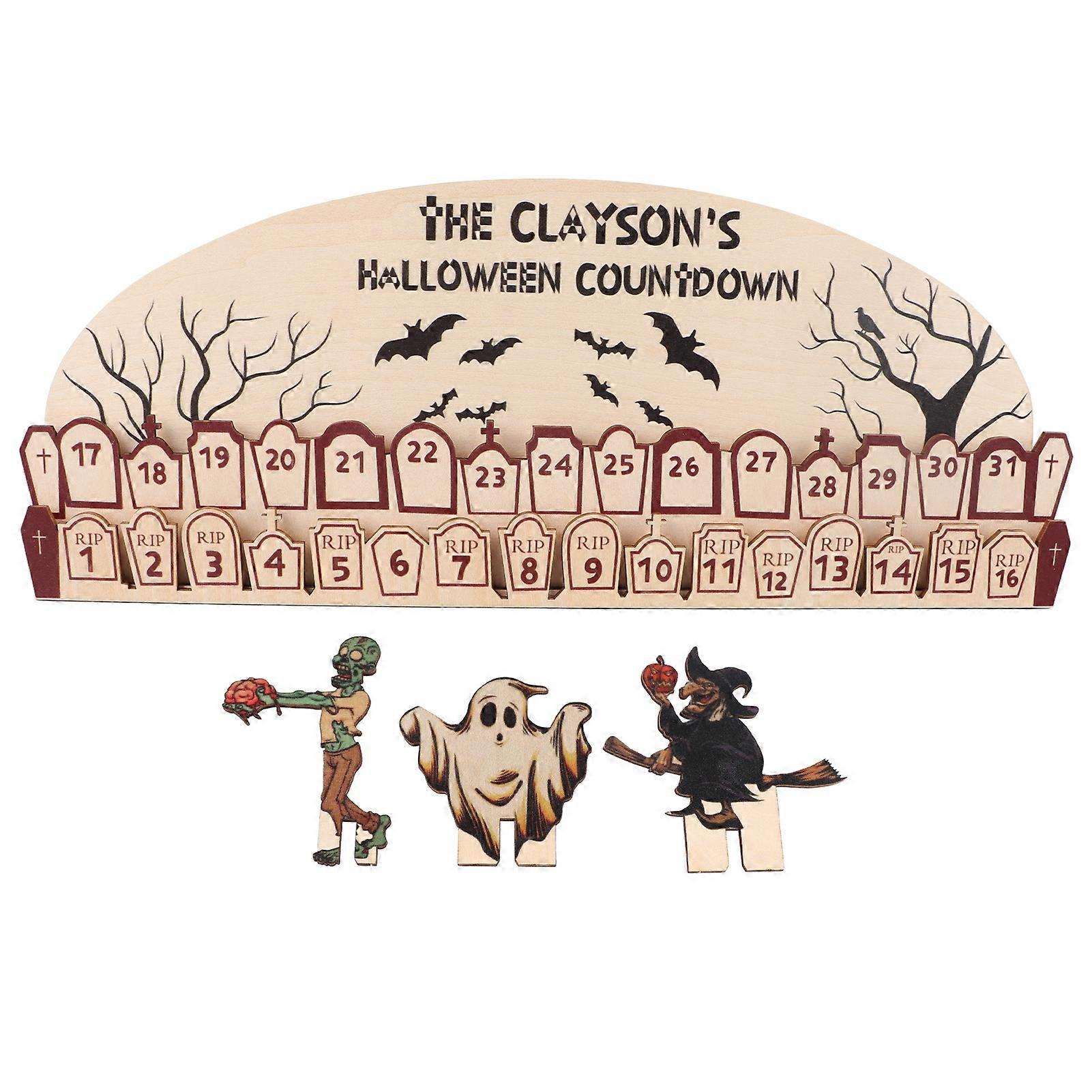 Halloween Advent Calendar Days Halloween Moving Wooden Block Countdown Calendar for Home Decor