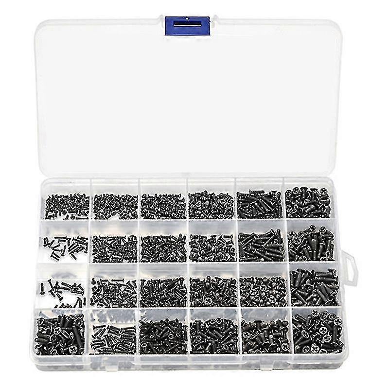 720pcs Countersunk Flat Head Mini Screw Set M1.4 M1.7 M2 M2.5 M3 Carbon Steel Computer Notebook Lap (haoyi)-YUHAO