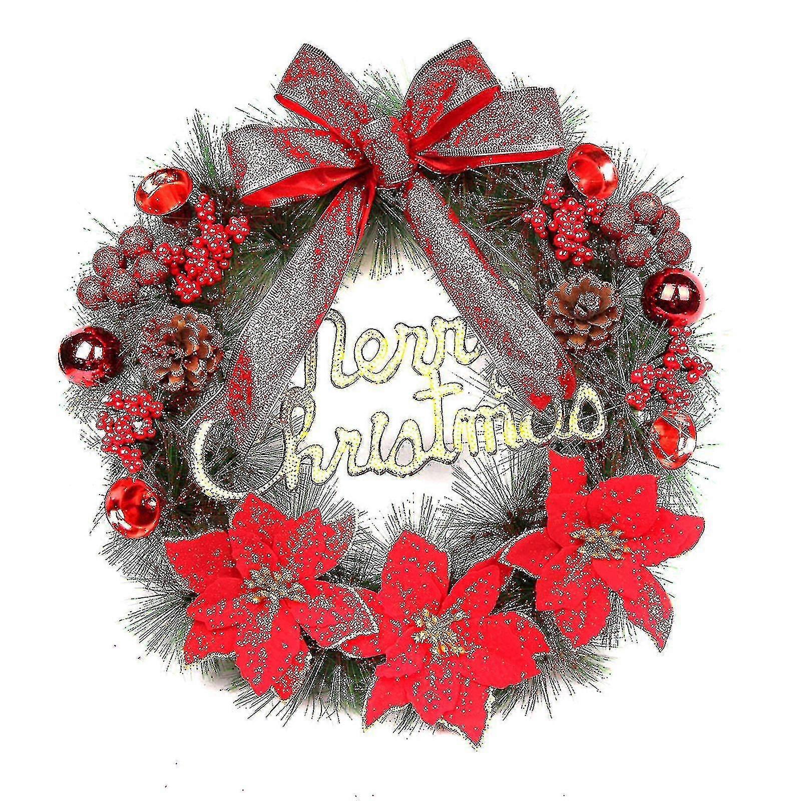 Grinaldas guirlanda artificial com sinos bowknot porta de Natal Decoration_y