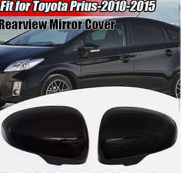 Pair Gloss Black Wing Mirror Cover Caps For Toyota Prius 2010-2015 Left + Right
