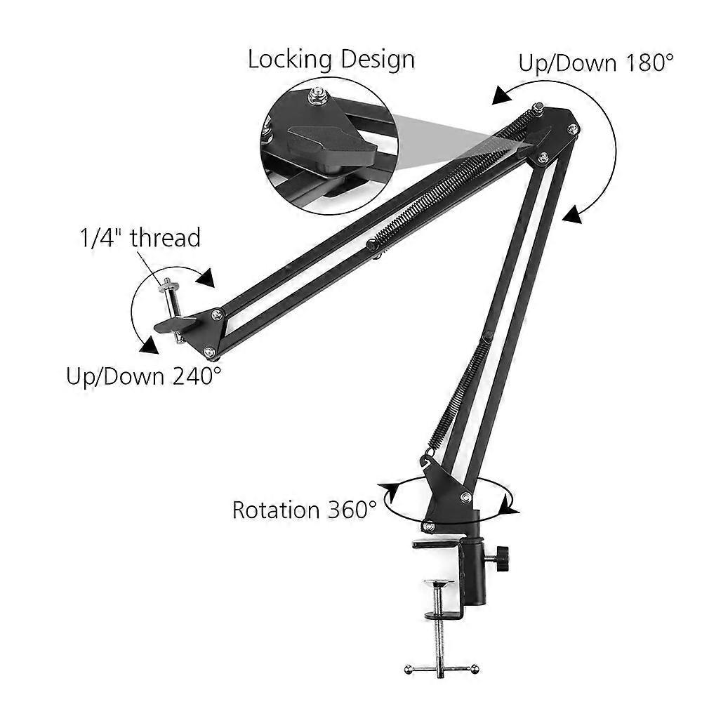 Photography Adjustable Arm Phone Camera Arm Tripod Table Stand with Phone Holder for Led Ring Light Overhead DSLR Camera Webcam
