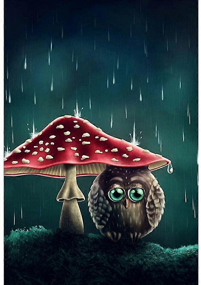 مجموعات الرسم الماسي للبالغين ، 5D جولة كاملة جولة الحفر الفن مثالية للاسترخاء وديكور المنزل البومة الفطر