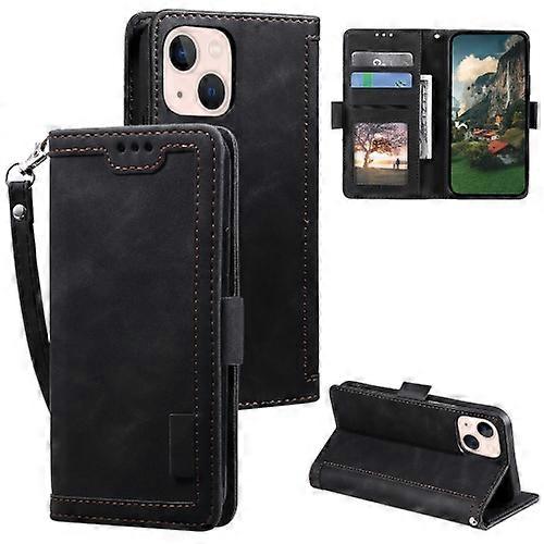 For iPhone 15 Retro Splicing Horizontal Flip Leather Mobile Phone Case