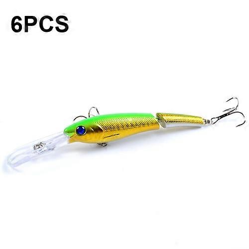 6 PCS M0208 13.3cm/13.4g Lure Bionic Multi-section Mino Fake Lure Plastic Lure