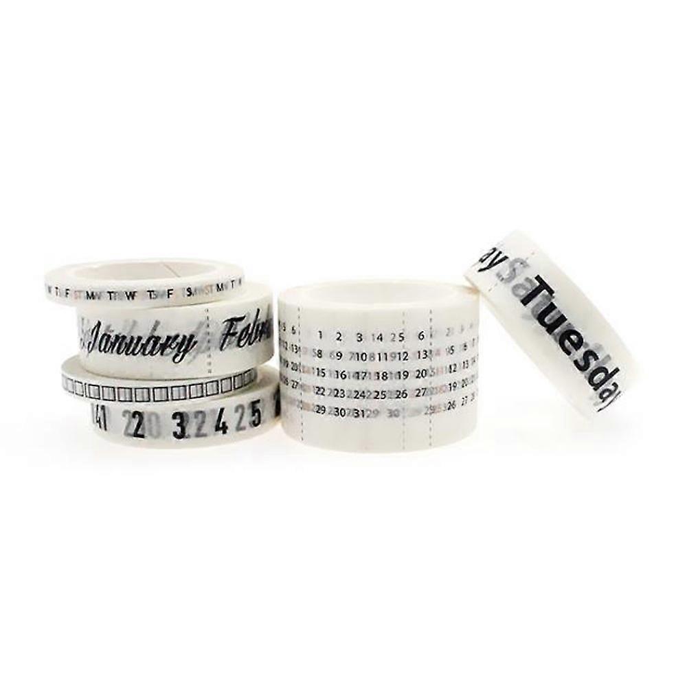 6 Washi Tape Set Calendar Day Week Month Number Journal Scrapbook Tape Decorative Masking Tape for