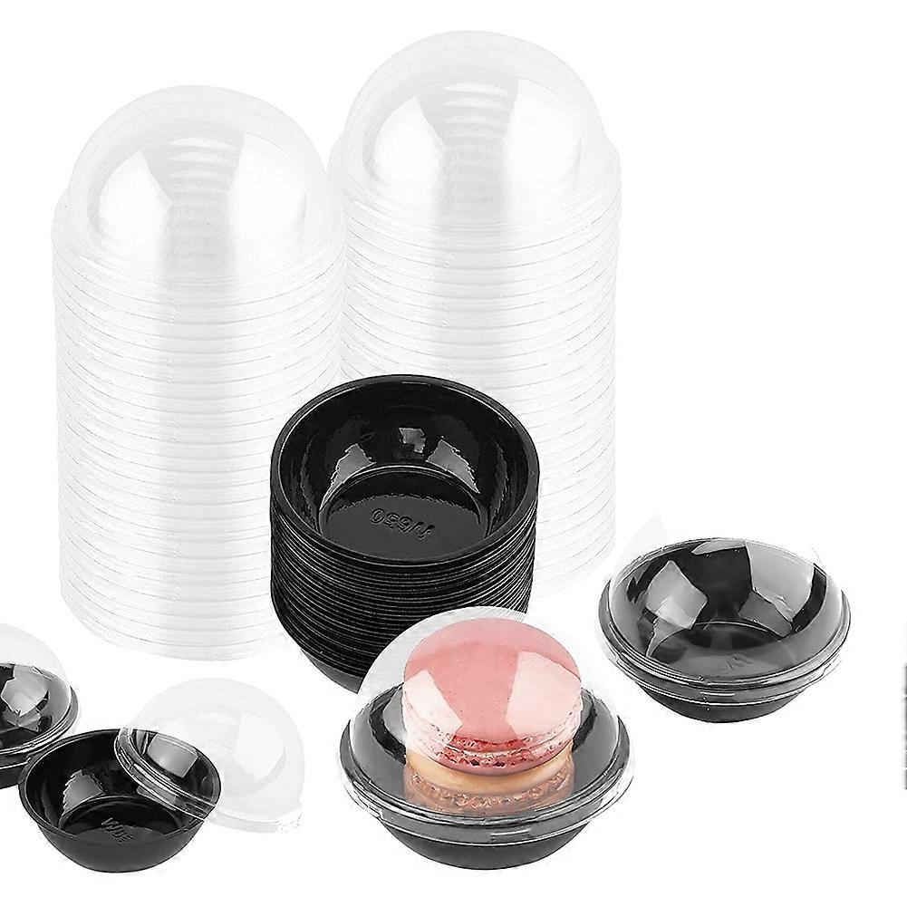 50 Pack Clear Plastic Mini Cupcake Container, Individual Packaging Treat Boxes with Dome Lids for M