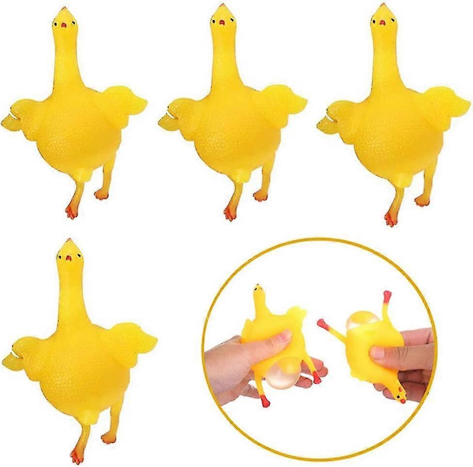 4pcs Funny Decompression Chicken Toy Squeeze Laying Egg Gift For Easter (a-5-f6)