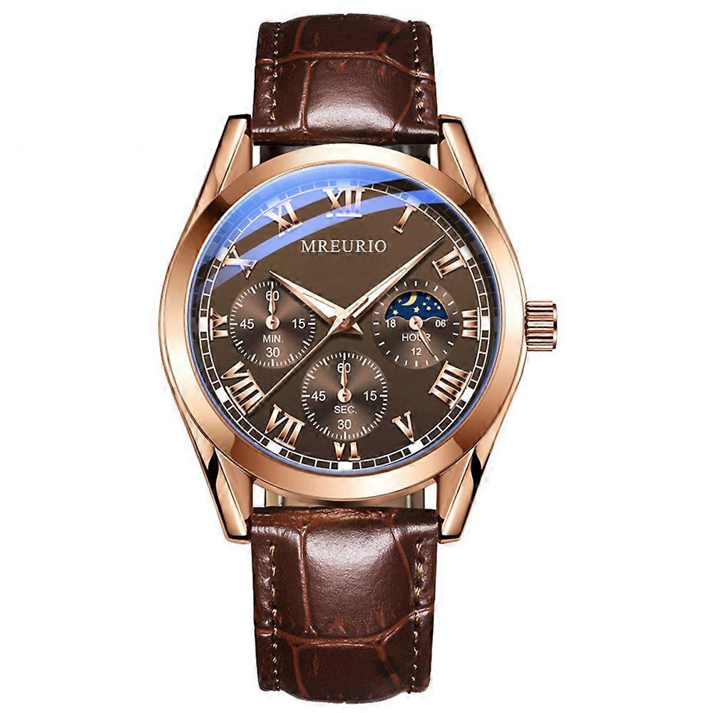 Montre d’affaires de mode pour hommes Bracelet en cuir Montre à quartz Montre de lecture précise durable