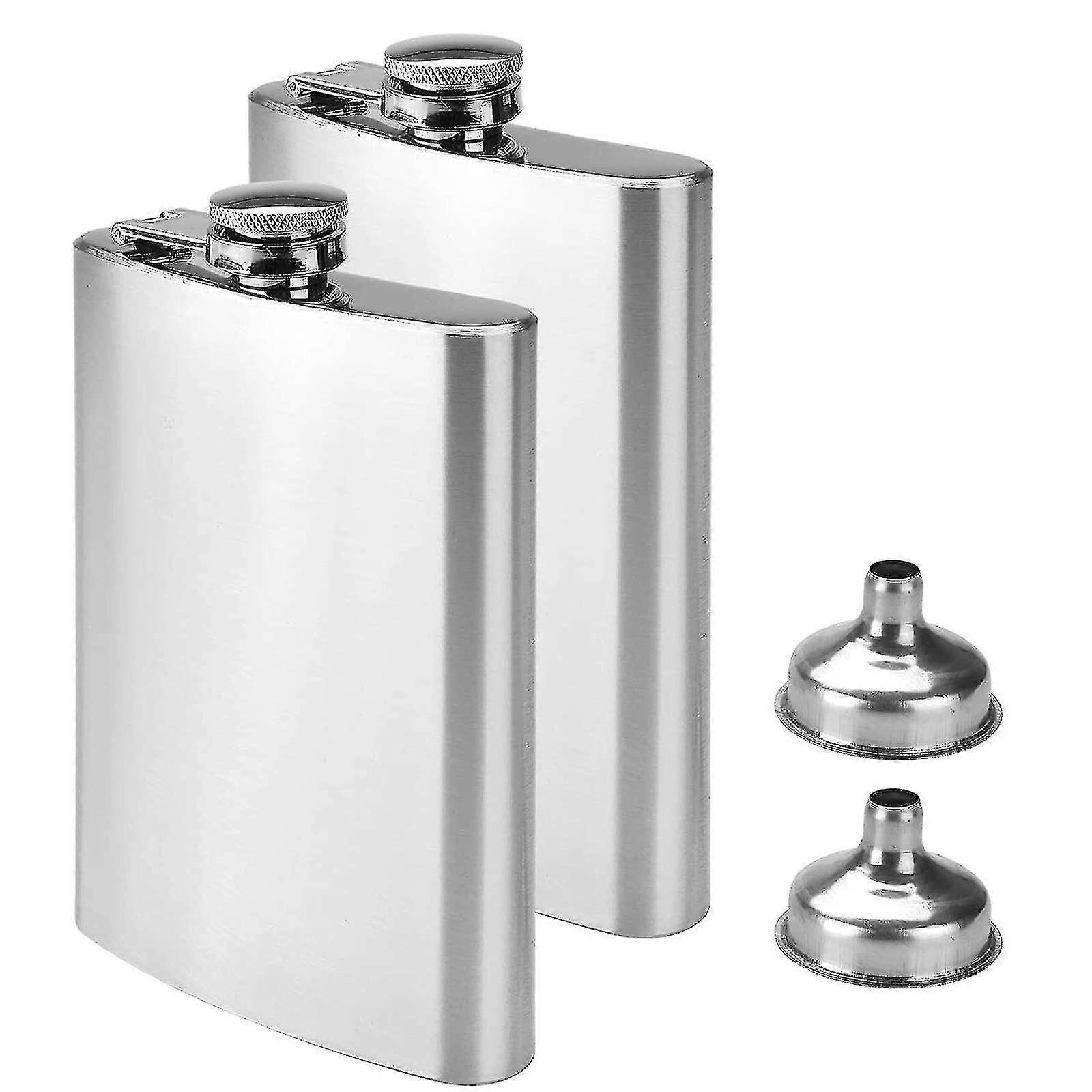 2pcs Stainless Steel Hip Flask Funnel,8oz,227ml,for Carrying Alcohol
