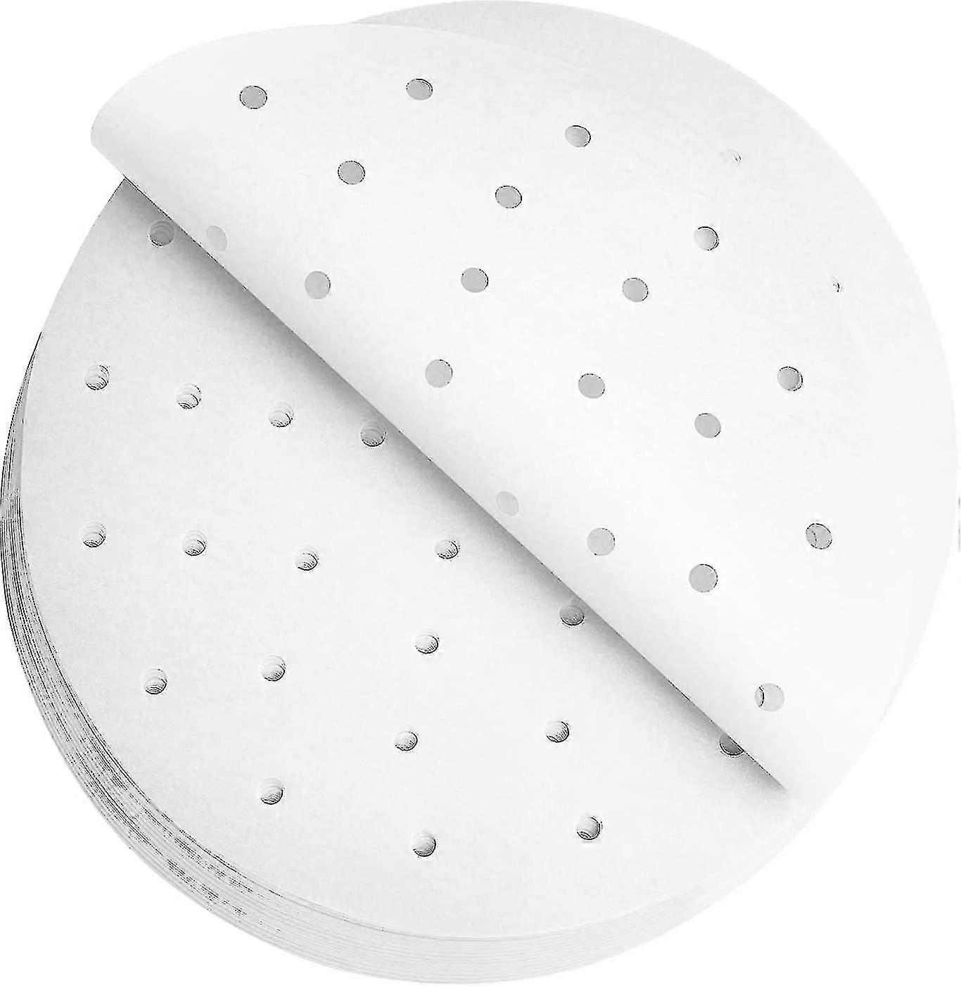 Air Fryer Baking Paper, Steamer, Round Perforated, 100 Sheets 6.5 Inch Pre-cut Non-stick Greaseproof